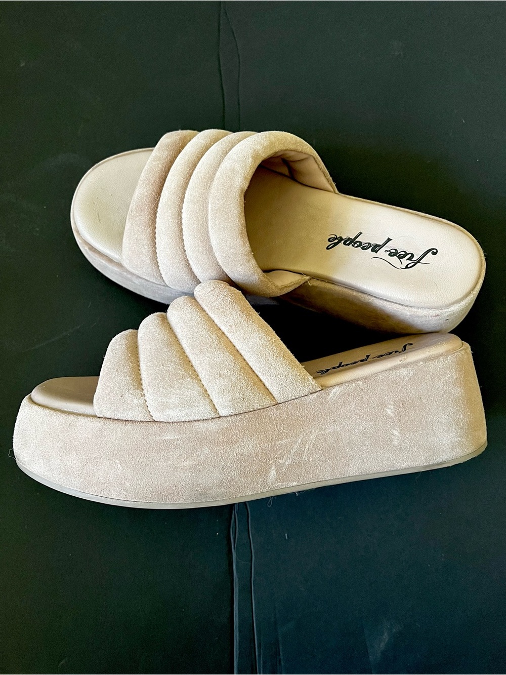 Free People quilted Suede Pink Platforms Slide Sandals